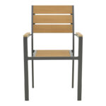 Breze stackable armchair plywood in natural-aluminum in anthracite shade 57.5x60x88cm - Image 5