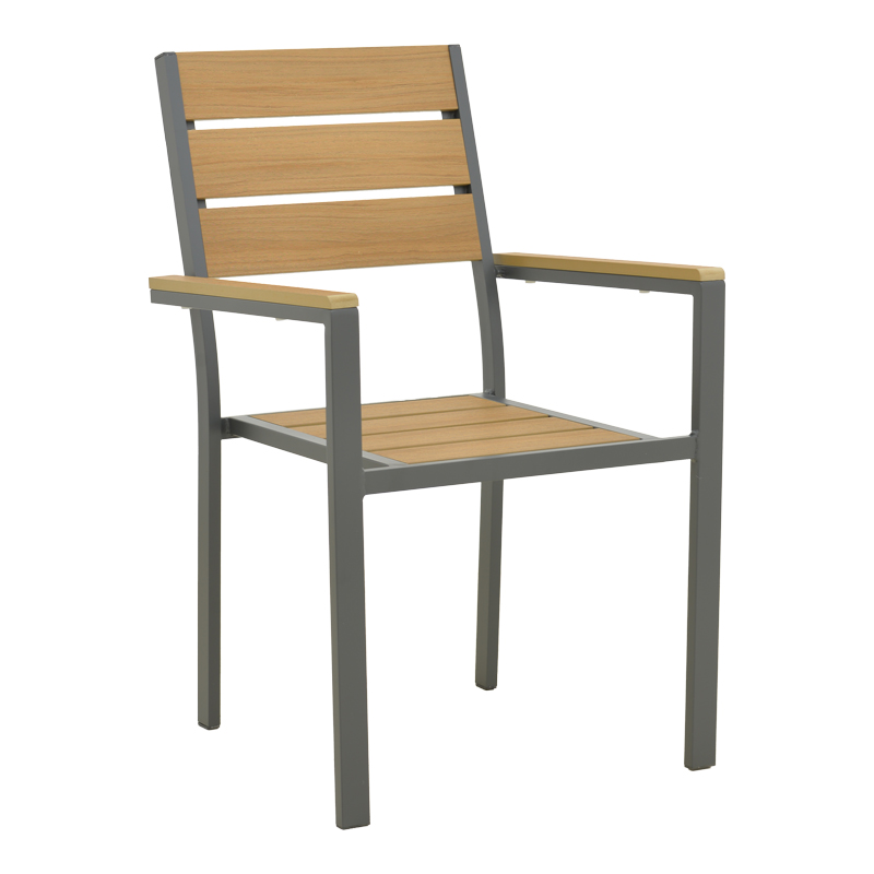 288-000033 Breze stackable armchair plywood in natural-aluminum in anthracite shade 57.5x60x88cm - Image 1