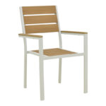 Breze stackable armchair plywood in natural-aluminum in white shade 57.5x60x88cm