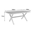 Thorio table plywood in natural -aluminum in white shade 160x90x75cm - Image 6