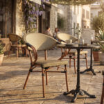 Armchair Isaia walnut aluminum-textilene gold 57x57x83cm