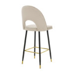Medium height bar stool Casenio beige velvet-black leg with gold metal 48x50x107cm - Image 2