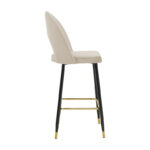 Medium height bar stool Casenio beige velvet-black leg with gold metal 48x50x107cm - Image 3
