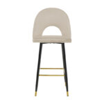 Medium height bar stool Casenio beige velvet-black leg with gold metal 48x50x107cm - Image 4