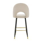 Medium height bar stool Casenio beige velvet-black leg with gold metal 48x50x107cm - Image 5
