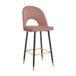 Medium height bar stool Casenio rotten apple velvet-black leg with gold metal 48x50x107cm