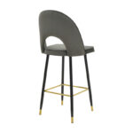 Medium height bar stool Casenio anthracite velvet-black leg with gold metal 48x50x107cm - Image 2