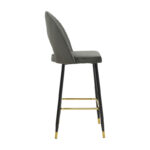 Medium height bar stool Casenio anthracite velvet-black leg with gold metal 48x50x107cm - Image 3
