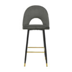 Medium height bar stool Casenio anthracite velvet-black leg with gold metal 48x50x107cm - Image 4