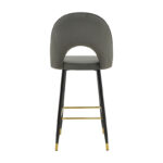 Medium height bar stool Casenio anthracite velvet-black leg with gold metal 48x50x107cm - Image 5