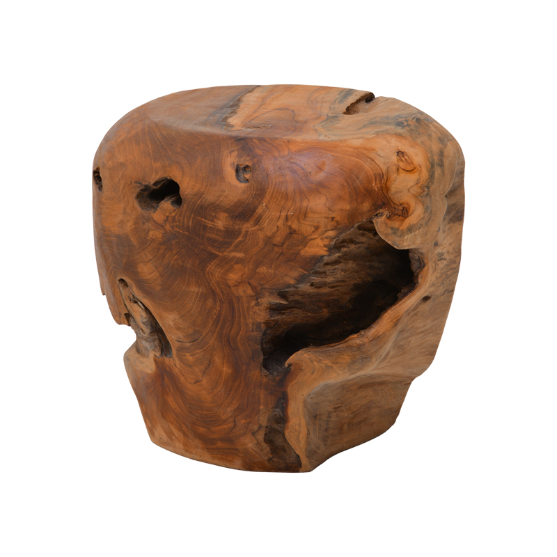 338-000037 Stool Bolare teak wood in natural color D40x35cm - Image 1