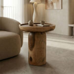 Side table Tobola suar wood in natural color D50x55cm