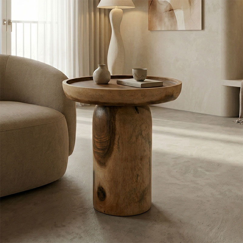 338-000041 Side table Tobola suar wood in natural color D50x55cm - Image 1