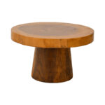 Coffee table Nepal suar wood in natural color D80x45cm - Image 2