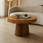 Coffee table Nepal suar wood in natural color D80x45cm