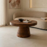 Coffee table Nepal walnut suar wood D80x45cm