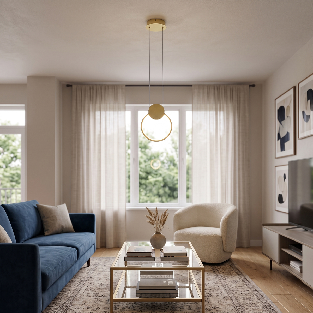 342-000147 Ceiling light Ganden led metal in gold color D26.5x20cm - Image 1