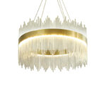 Crown led ceiling chandelier in gold with crystals D40x30 cm - Image 2