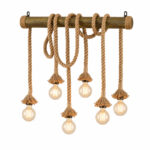 Ceiling lamp Ropily II natural with green color rope and bamboo 80x15x100cm