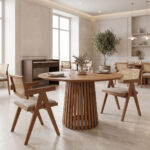Kenda I mindi wood table in natural shade D150x75cm