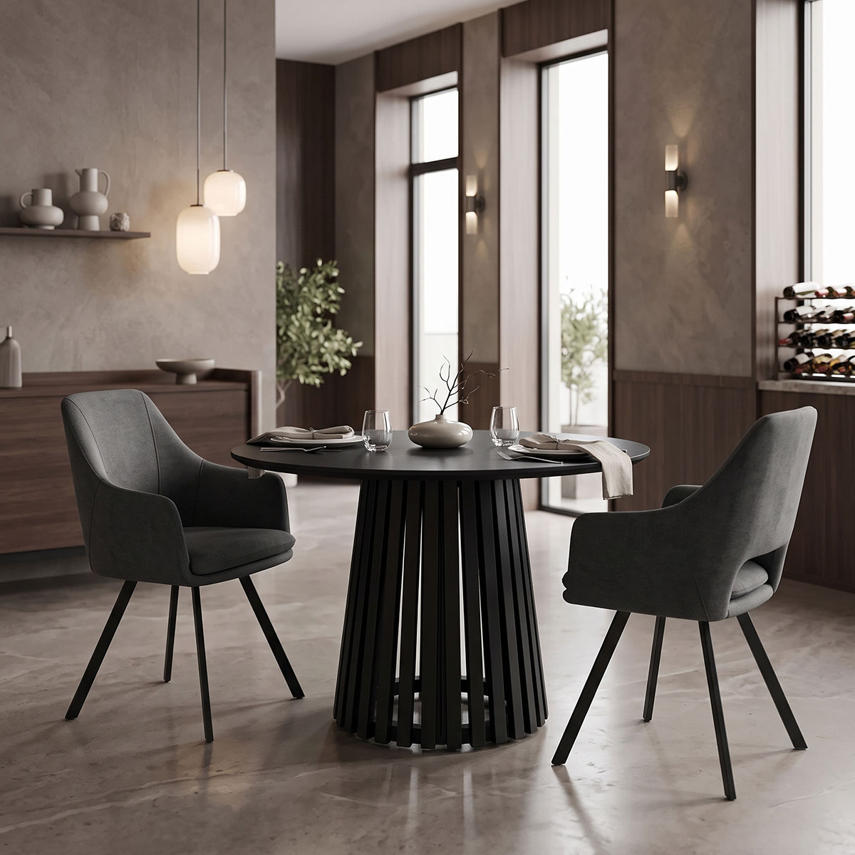 343-000123 Kenda I mindi wood table black D120x75cm - Image 1