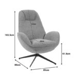 Armchair rotating Flago boucle fabric anthracite 85x88x103.5cm - Слика 6