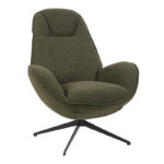 Armchair rotating Flago boucle fabric olive green 85x88x103.5cm