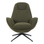 Armchair rotating Flago boucle fabric olive green 85x88x103.5cm - Image 4