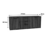 Doha buffet walnut with oak 210x45x80.5cm - Слика 4
