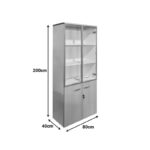 Office cabinet with glass doors Armadi sonoma-white 80x40x200cm - Image 3