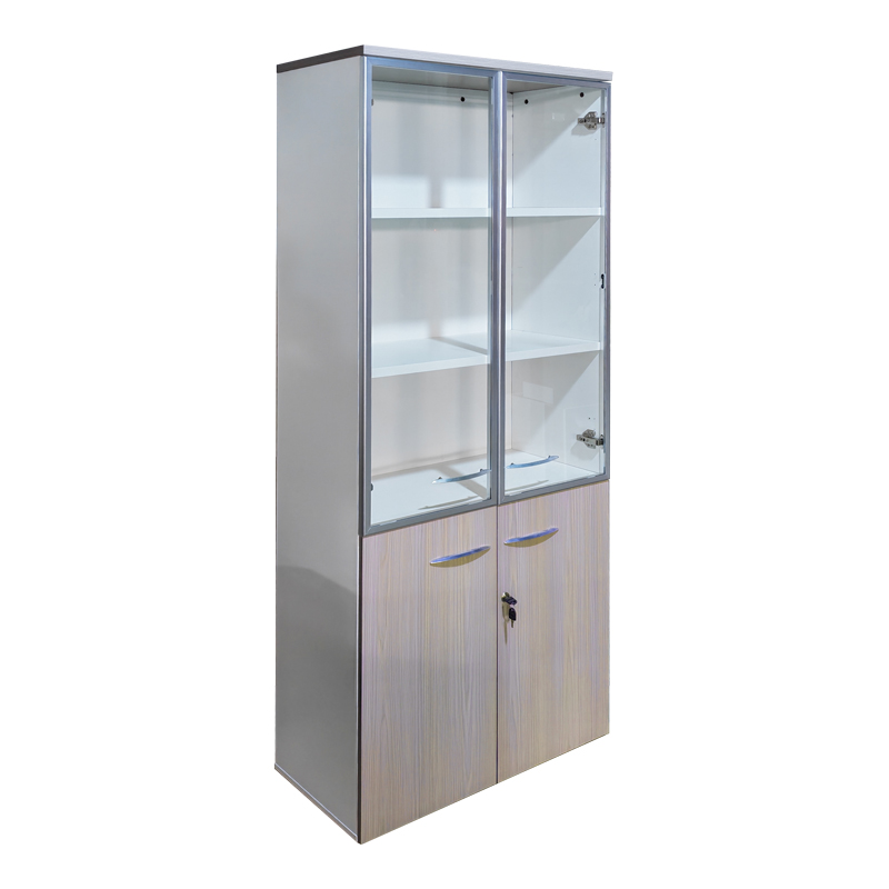367-000022 Office cabinet with glass doors Armadi sonoma-white 80x40x200cm - Image 1