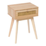 Bedside table Scandy pine wood-rattan in natural color 48x36x55cm - Image 3