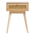Bedside table Scandy pine wood-rattan in natural color 48x36x55cm - Image 5