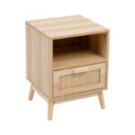 Bedside table Scandy with shelf pine wood-rattan in natural color 40x39.5x55cm - Image 3