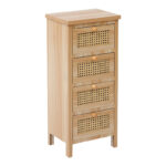 Chest of drawers Scandy pine wood-rattan in natural color 34.5x26x78.5cm - Image 3