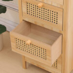 Chest of drawers Scandy pine wood-rattan in natural color 34.5x26x78.5cm - Image 6