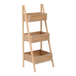 Floor 3-tier shelf Scandy pine wood-rattan in natural color 44x37x110cm - Image 2