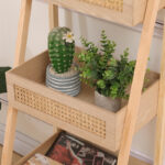 Floor 3-tier shelf Scandy pine wood-rattan in natural color 44x37x110cm - Image 5