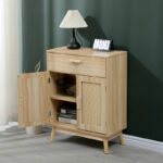 Buffet Scandy pine wood-rattan in natural color 60x30x80cm - Image 3