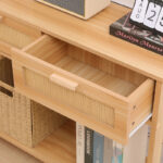 Console table Alenda pine wood-rattan in natural color 100x30x76cm - Image 6