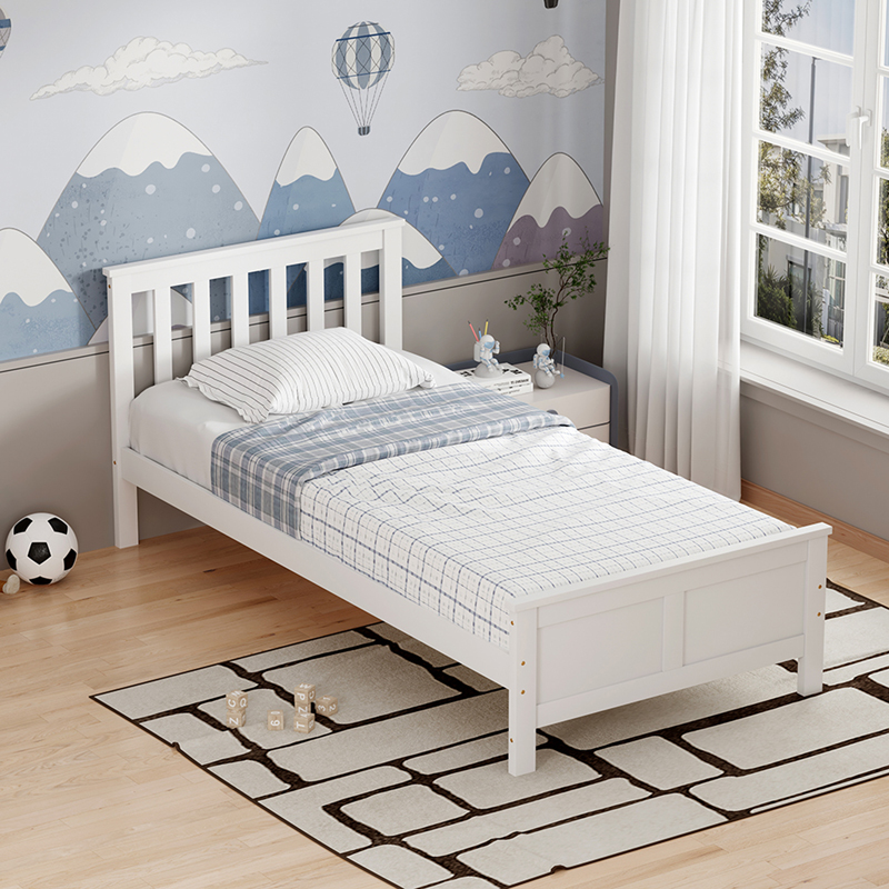 370-000043 Bed Neranda pine wood white 90x190cm - Image 1