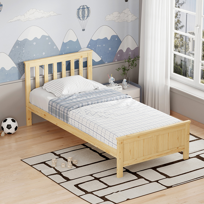 370-000044 Bed Neranda pine wood in natural color 90x190cm - Image 1