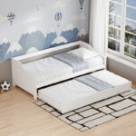 Sofa-Bed Benato with sliding bed pine wood white 90x190cm - Слика 2