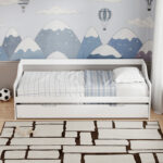 Sofa-Bed Benato with sliding bed pine wood white 90x190cm - Слика 4