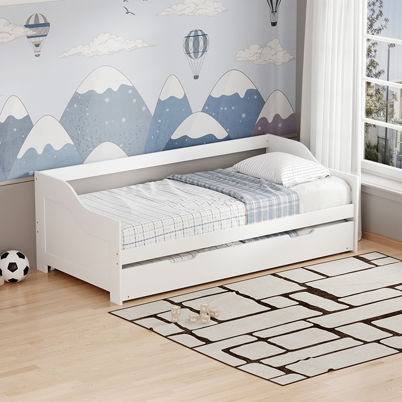 370-000047 Sofa-Bed Benato with sliding bed pine wood white 90x190cm - Слика 1