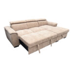 Left corner sofa-bed Lemance beige fabric 251x168x82cm - Image 2