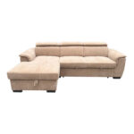 Right corner sofa-bed Lemance beige fabric 251x168x82cm - Слика 4
