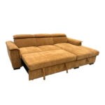 Left corner sofa-bed Lemance camel fabric 251x168x82cm - Image 2