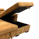 Left corner sofa-bed Lemance camel fabric 251x168x82cm - Image 6