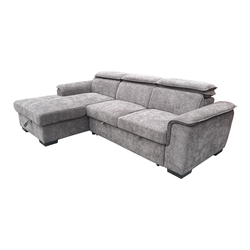 371-000022 Right corner sofa-bed Lemance grey fabric 251x168x82cm - Слика 1